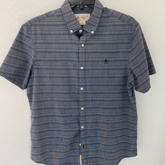 Men’s Penguin Button-up Short Sleeve Shirt - Picture 1 of 2